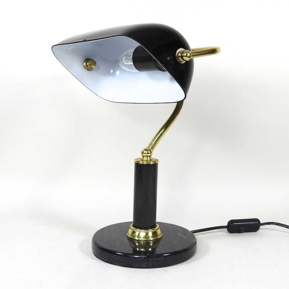 Lot 44 - A black glass and marble desk lamp