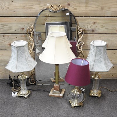 Lot 448 - Four table lamps and mirror