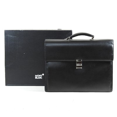 Lot 123 - A Mont Blanc black leather document case, with...