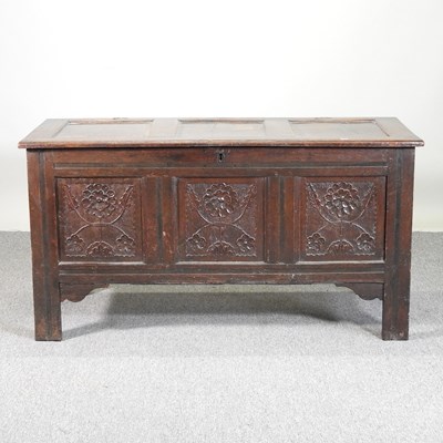 Lot 412 - An 18th century oak coffer