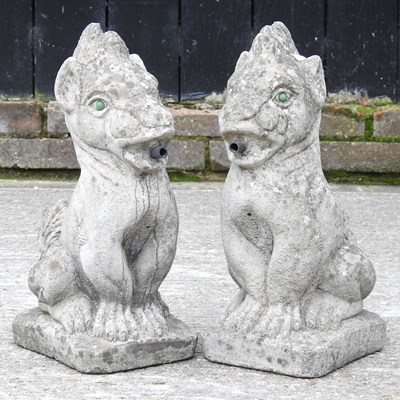 Lot 353 - A pair of cast stone dragon water features