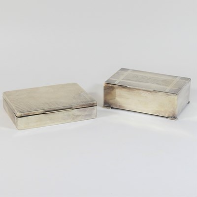 Lot 191 - A mid 20th century silver cased table cigarette box
