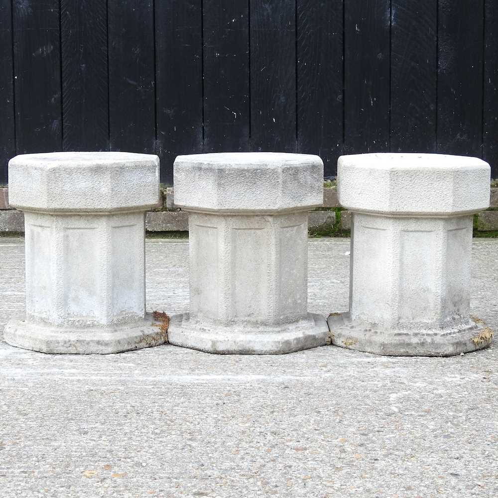 Lot 499 - Three cast stone pedestals