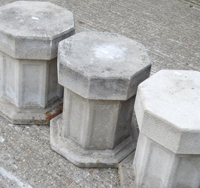 Lot 499 - Three cast stone pedestals