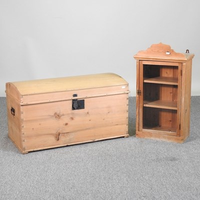 Lot 484 - A pine trunk and cupboard