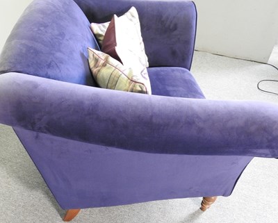 Lot 115 - A blue upholstered sofa