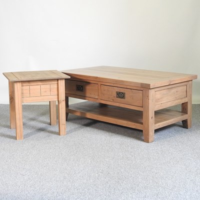 Lot 396 - A modern pine coffee table and side table