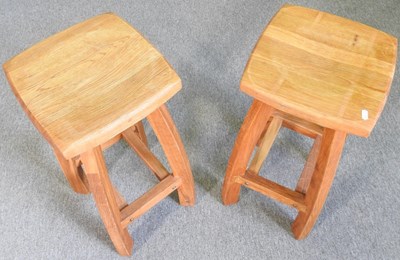 Lot 367 - A pair of oak bar stools