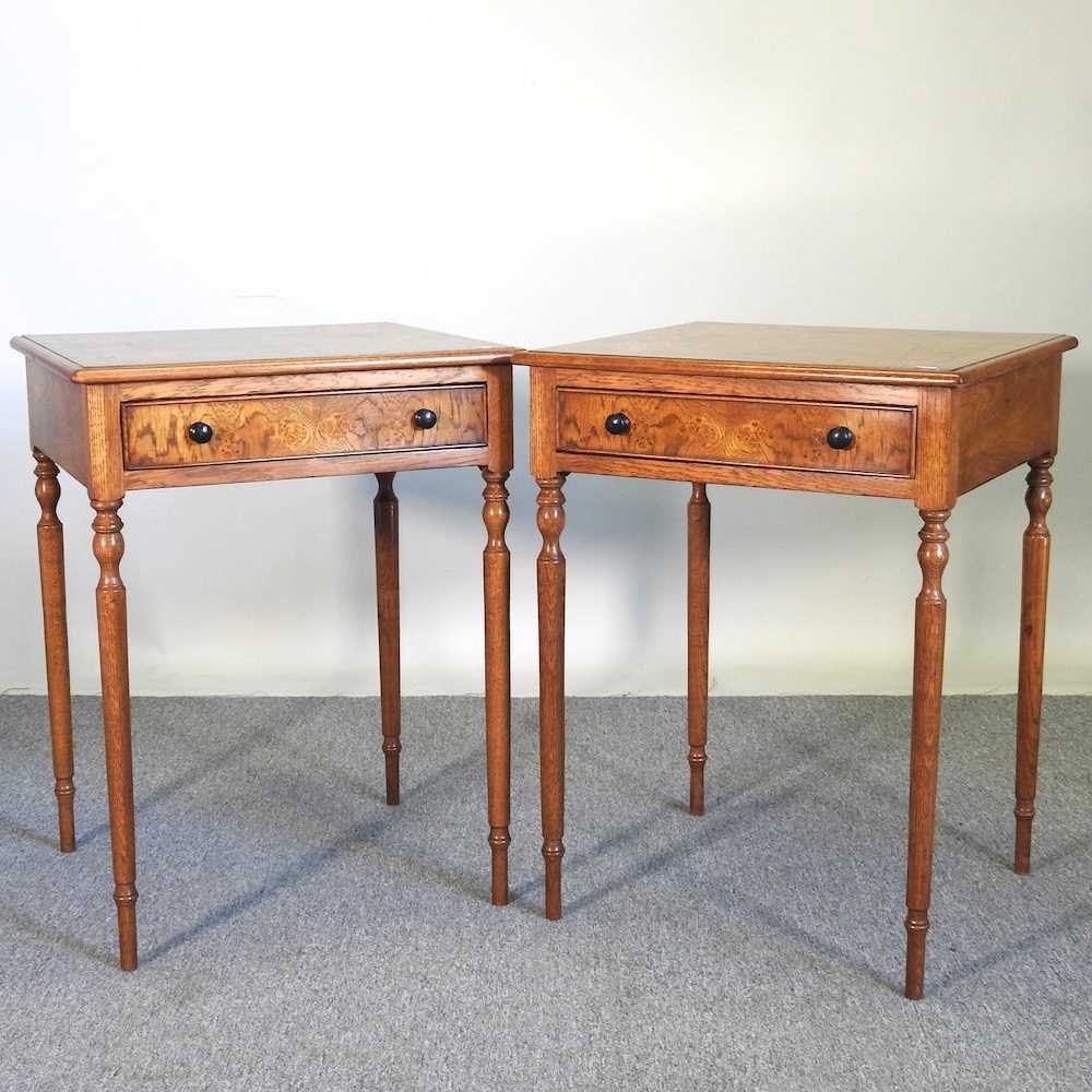 Lot 500 - A pair of bespoke made burr oak side tables