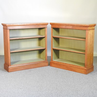 Lot 238 - A pair of burr oak open bookcases