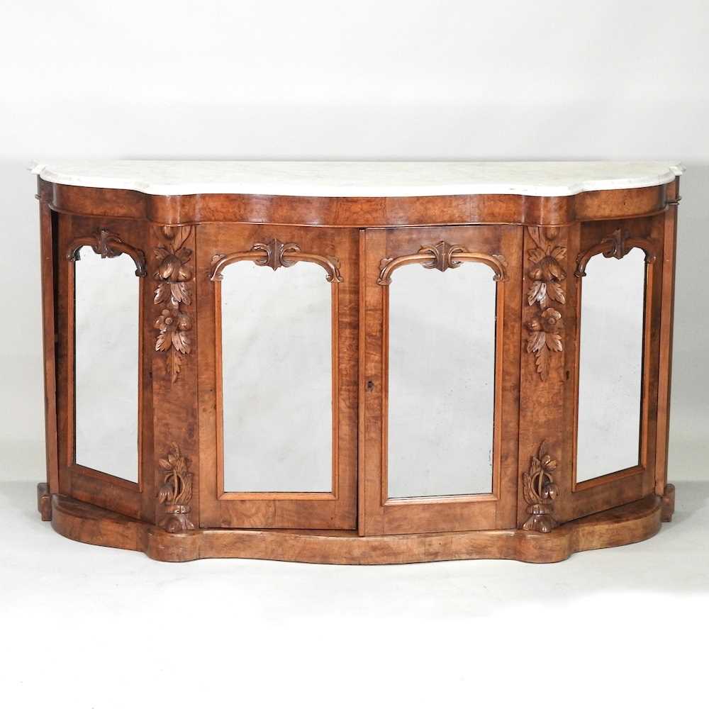 Lot 182 - A Victorian burr walnut credenza, of...