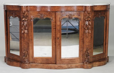 Lot 182 - A Victorian burr walnut credenza, of...