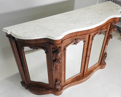 Lot 182 - A Victorian burr walnut credenza, of...