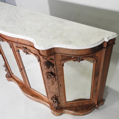 Lot 182 - A Victorian burr walnut credenza, of...