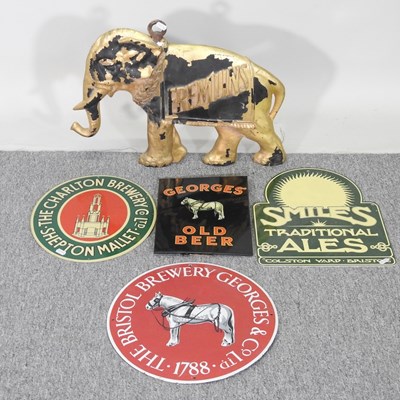 Lot 776 - A collection of painted metal brewery signs,...