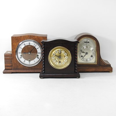 Lot 610 - A 1920's Smiths mantel clock, with Westminster...