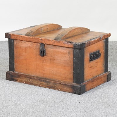 Lot 326 - An antique iron bound hardwood chest, with a...