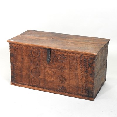 Lot 178 - An Eastern carved hardwood trunk, with a...