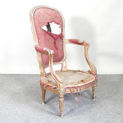 Lot 305 - A 19th century French gilt open armchair, on...