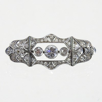 Lot 80 - An unmarked Art Deco diamond brooch, the...