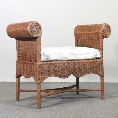 Lot 741 - A wicker window seat, with a cushion seat