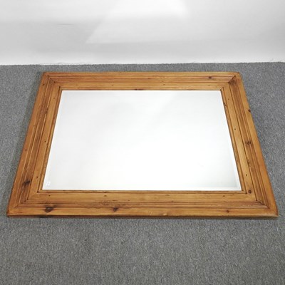 Lot 425 - A large pine framed wall mirror, 137 x 105cm