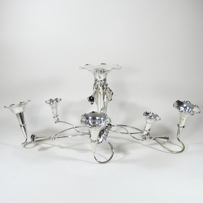 Lot 247 - An early 20th century silver plated epergne,...