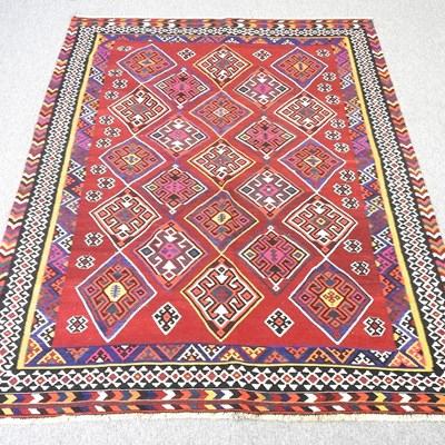 Lot 162 - A Persian kilim, with all over coloured...