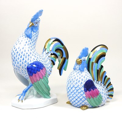 Lot 300 - A Herend porcelain model of a cockerel, 23cm...