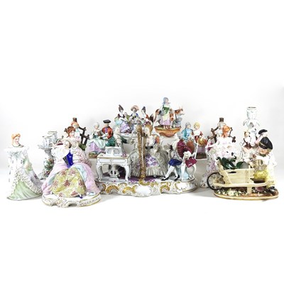 Lot 442 - A large Dresden porcelain figure group, of...