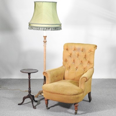 Lot 649 - A Victorian gold upholstered armchair,...