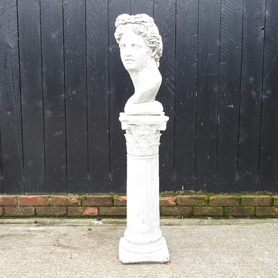 Lot 802 - A cast stone life size head of David, on a...