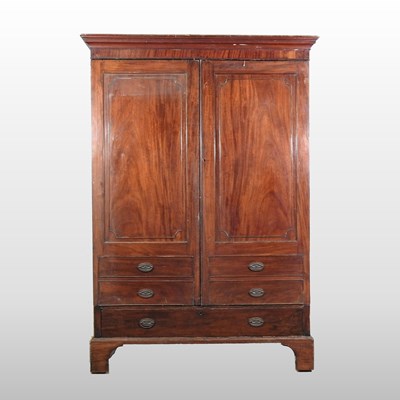 Lot 212 - A George III mahogany double wardrobe