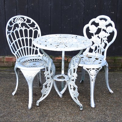 Lot 835 - A painted metal garden bistro set