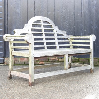 Lot 674 - A Lutyens style hardwood garden bench