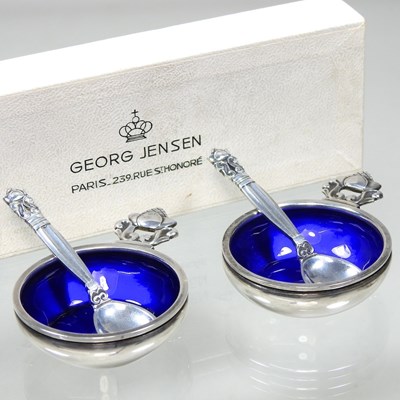 Lot 3 - A pair of Georg Jensen silver Acorn pattern...