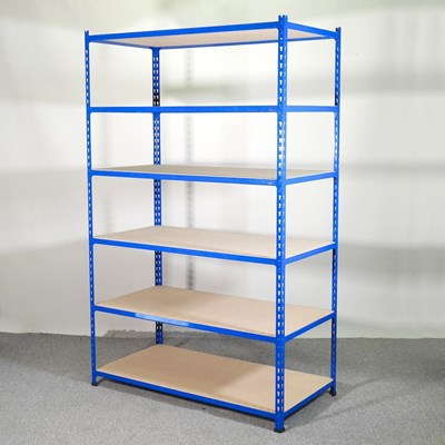 Lot 699 - A metal shelving unit