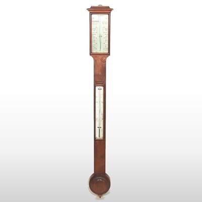 Lot 97 - A 19th century mahogany cased stick barometer,...