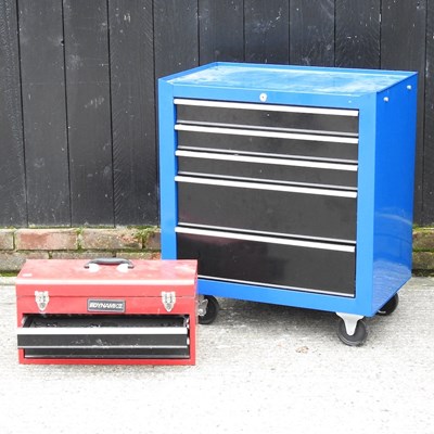 Lot 572 - A blue metal tool cabinet, with five drawers,...