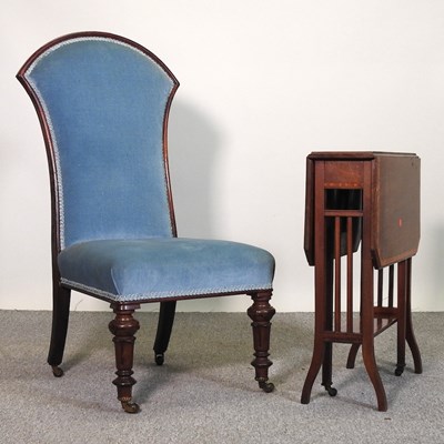 Lot 723 - A Victorian blue upholstered side chair,...