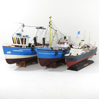 Lot 375 - A model of a fishing trawler, 44cm long,...