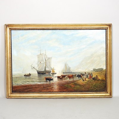 Lot 340 - English school, 19th century, coastal scene...