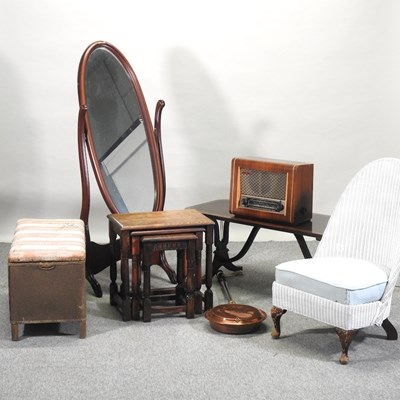 Lot 90 - A cheval mirror, together with