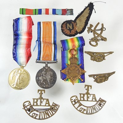 Lot 66 - Three World War I service medals, awarded to...