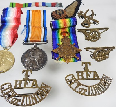 Lot 66 - Three World War I service medals, awarded to...