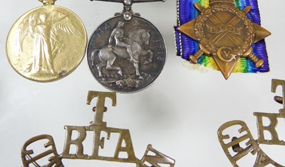 Lot 66 - Three World War I service medals, awarded to...