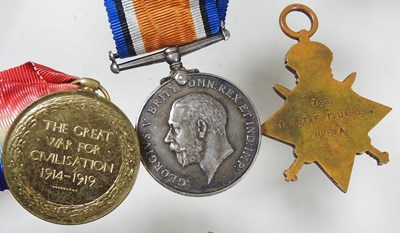 Lot 66 - Three World War I service medals, awarded to...