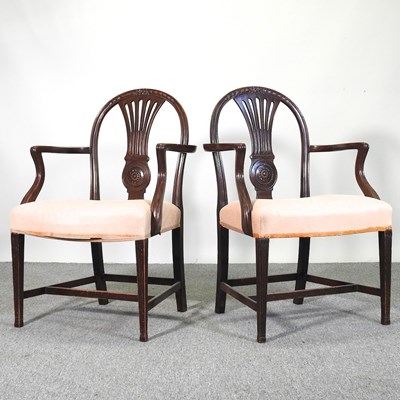 Lot 650 - A pair of 19th century mahogany elbow chairs,...