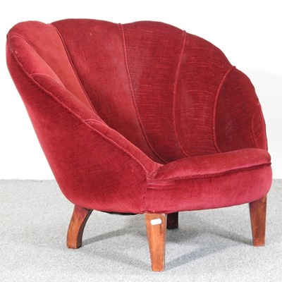 Lot 636 - An Art Deco red upholstered armchair, of shell...