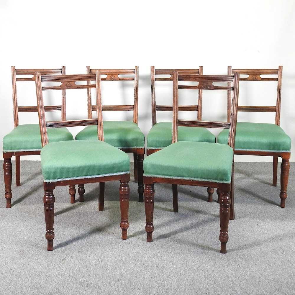 Lot 514 - A set of six 19th century walnut dining chairs,...